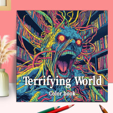 Schreckliche Welt für Erwachsene Fantasie Malbuch: 20 Seiten mit gruseligem Spaß für Halloween, Thanksgiving, Weihnachten und mehr