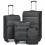 (Black, Suitcase+Backpack) KONO 4PC Soft Shell Travel Set 3 Suitcase And 1 Duffel Bag 1