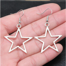 (Oorbellen) 36x33mm trendy zilveren holle sterhangerketting in verleidelijke legering voor unisex-stijl