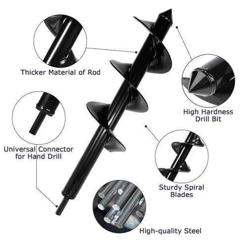 Spiral Drill Bit Fence Borer - Garden Yard Post Hole Digger Tool, 8*30cm 1