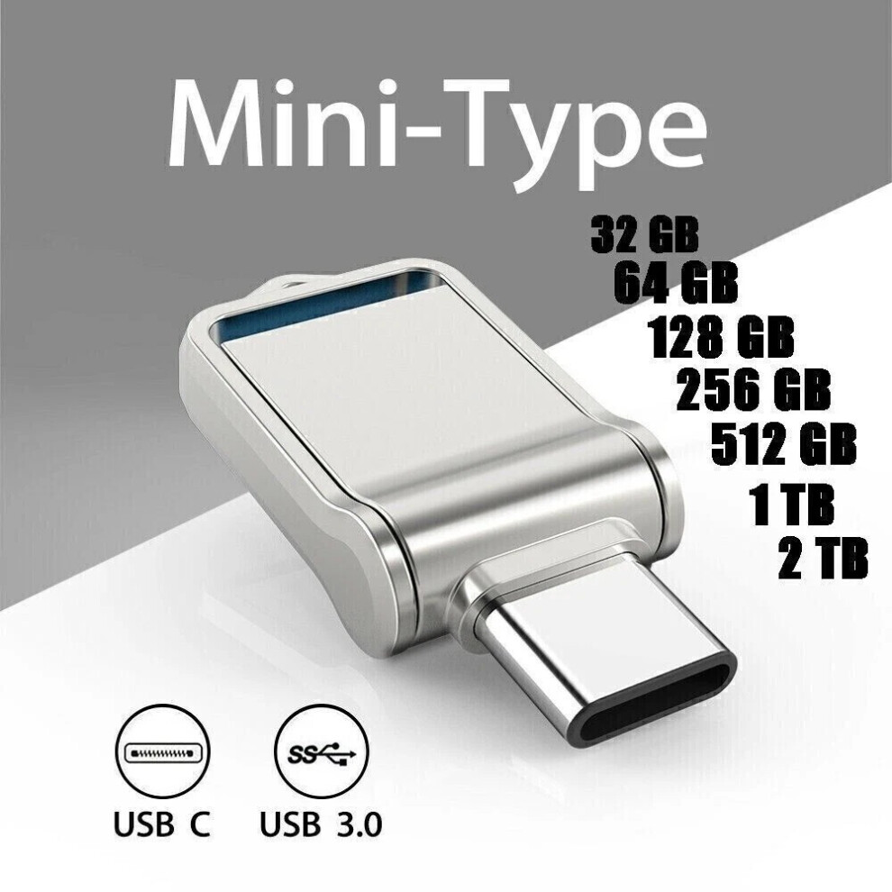 2TB OTG Type C USB 3.0 Flash Drive Mini External Memory Stick