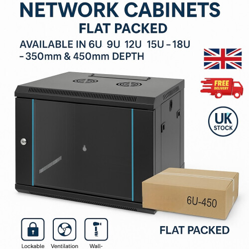 KAUDEN WALL MOUNT DATA CABINET RACK 6U NETWORK CCTV DVR USE 2