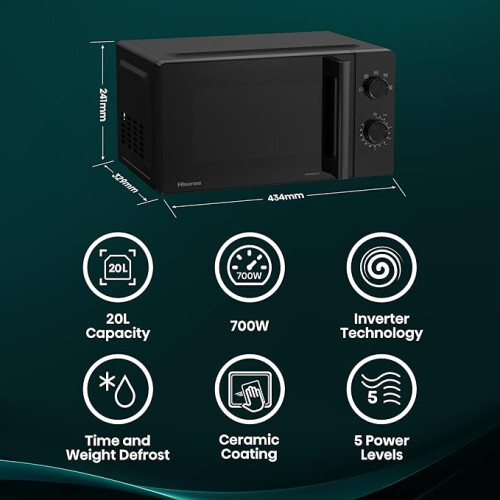 Hisense Hisense 700 Watts 20 Litre Inverter Microwave Oven Black 1