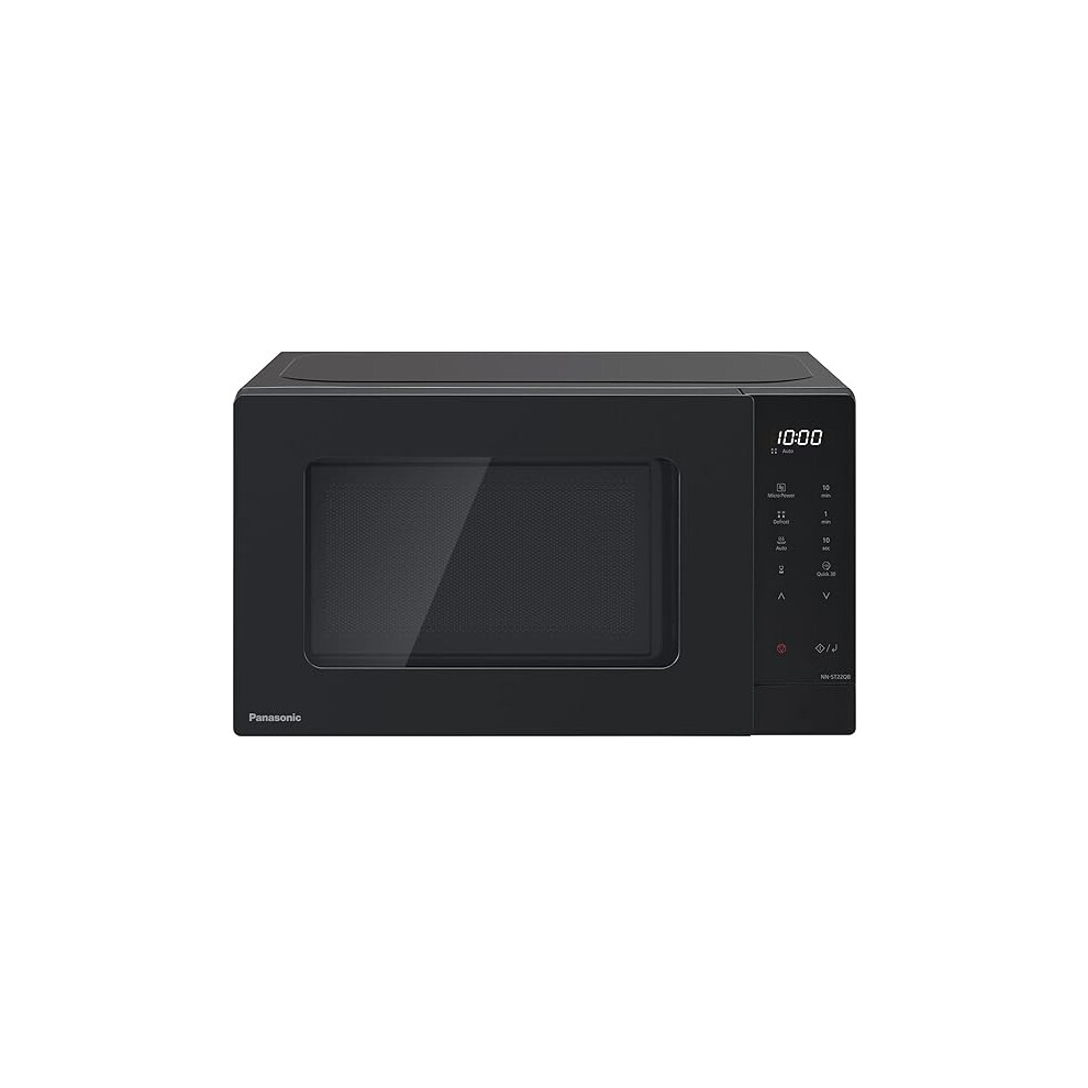 Panasonic 20L Solo Microwave Oven with Glass Tray, 800W, Auto Defrost, 8 Auto Programmes, LED Display, 5 Power Settings, Digital Timer, Black