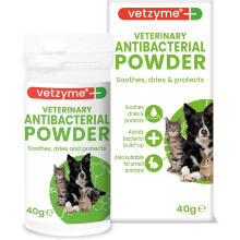 Vetzyme Veterinary Antibacterial Powder for Dogs, Cats and Small Pets - Gently Soothes, Dries and Protects the Skin From Harmful Bacteria (40g)