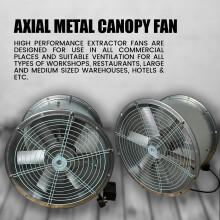 (16" Inches 400mm) Powerful Commercial Axial Metal Canopy Extractor Exhaust Duct Fan 12" 16" 18" 20"