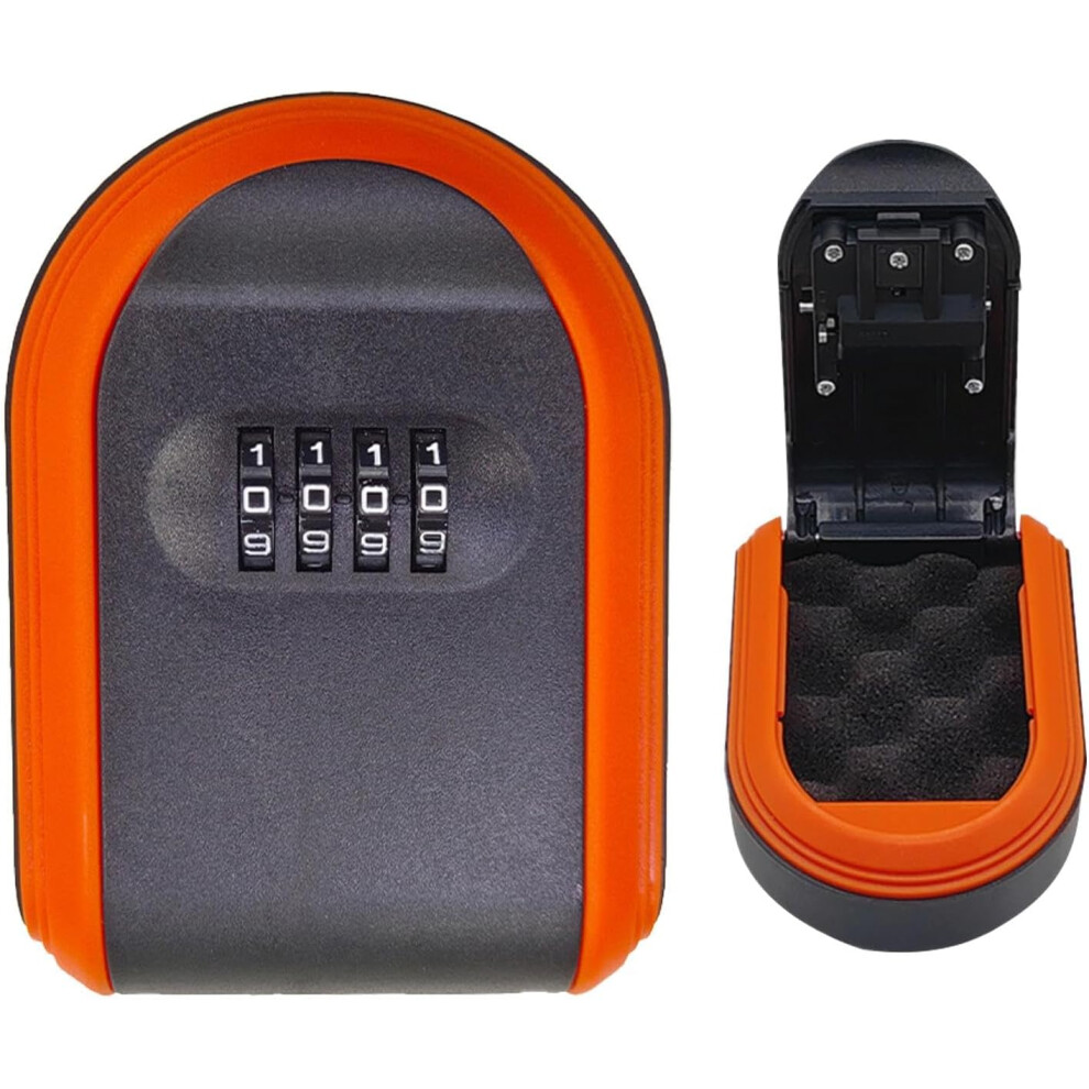 (Orange1) Magnetic Lock Box - Small Car and Door Magnetic Key Box,Thickened Hide Spare Key Outside Holder, Large Capacity Waterproof Anti-Theft Safety Lock Box