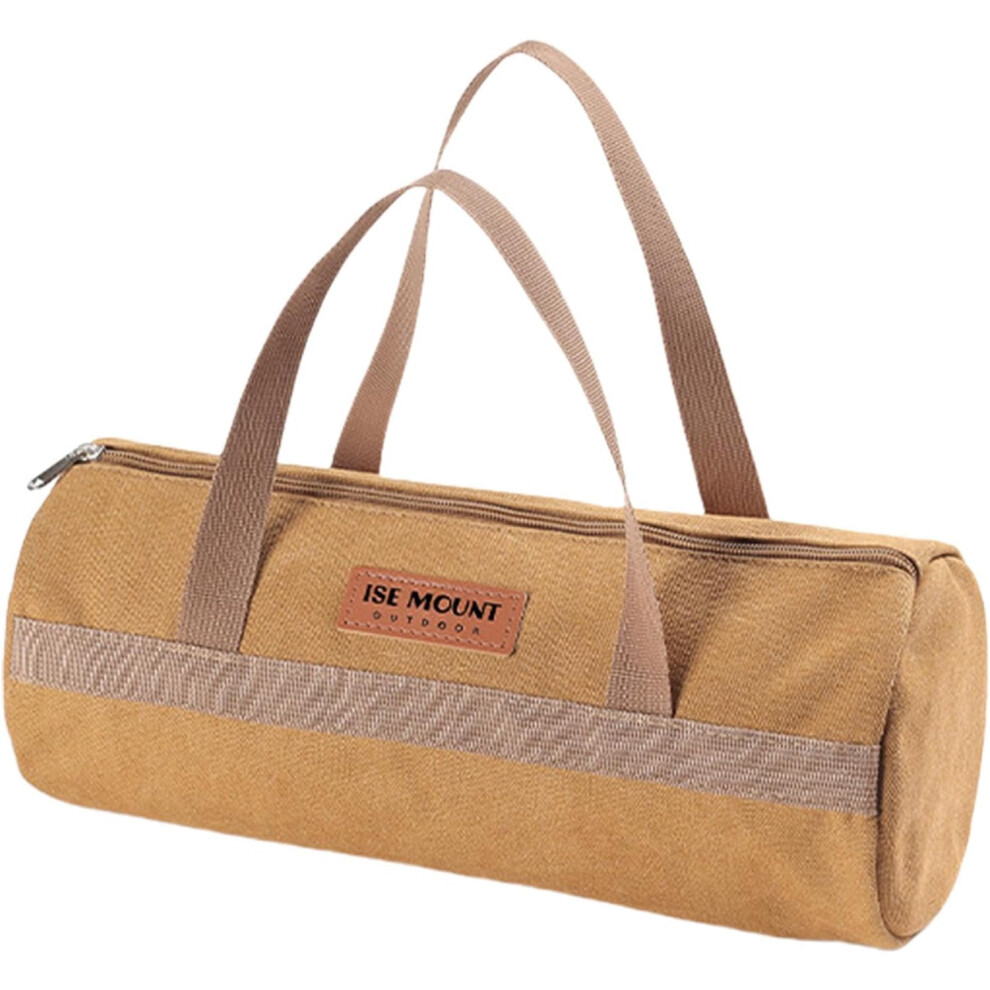 (Brown) Small Tool Bag | Canvas Tent Stake Bag for Camping - Lightweight Travel Duffle Bag, Tent Accessories Organizer, Small Tent Tool Bags for Tool