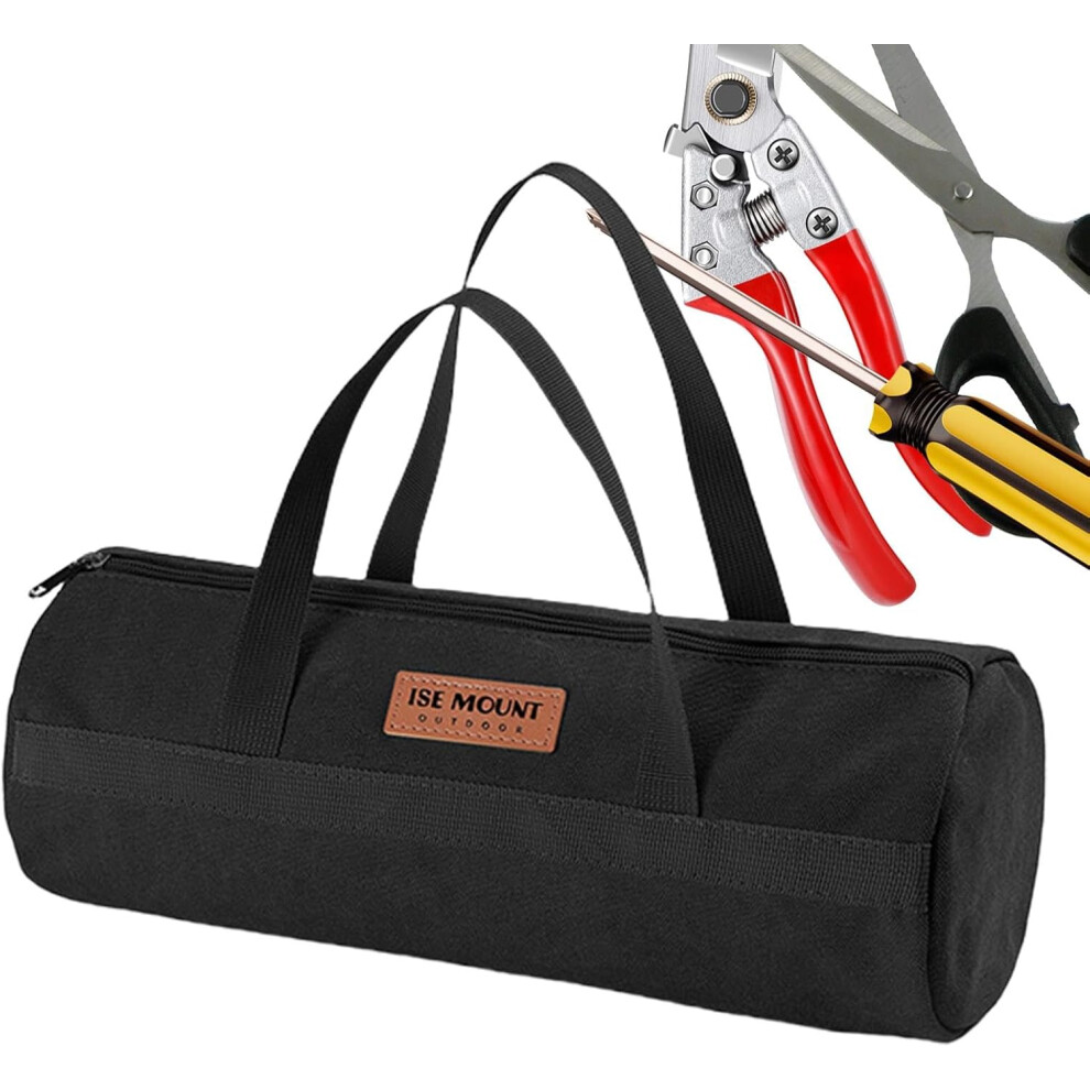 (Black) Small Tool Bag | Canvas Tent Stake Bag for Camping - Lightweight Travel Duffle Bag, Tent Accessories Organizer, Small Tent Tool Bags for Tool