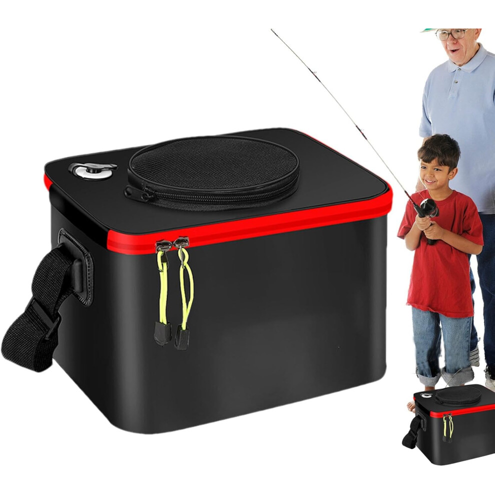 (30cm (Without Portable)) Portable Fishing Bucket | Live Fish Lures Bucket - EVA Folding Fish Container Portable Water Resistant for Outdoor Traveling Hiking