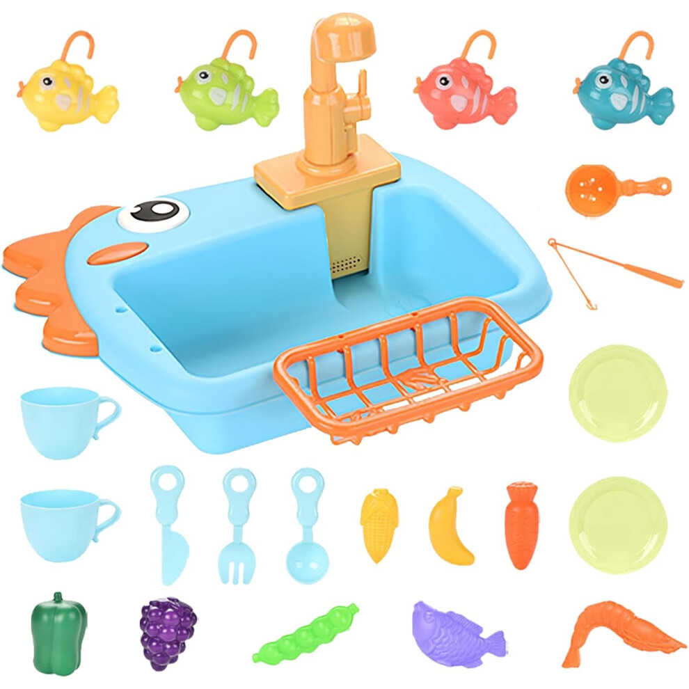 Pretend Toy Sink,Electric Tableware Dishwasher Sink Toy - Multi-Functional Kitchen Pretend Playset for Fun for Children's Day, Easter