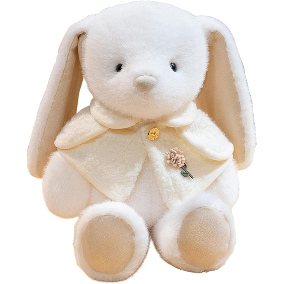 (White) Bunny Plush Pillow, Huggable Plush Lop-Eared Bunny Pillow, Adorable Animal Rabbit Doll Toy for Living Room, Bedroom, Auto