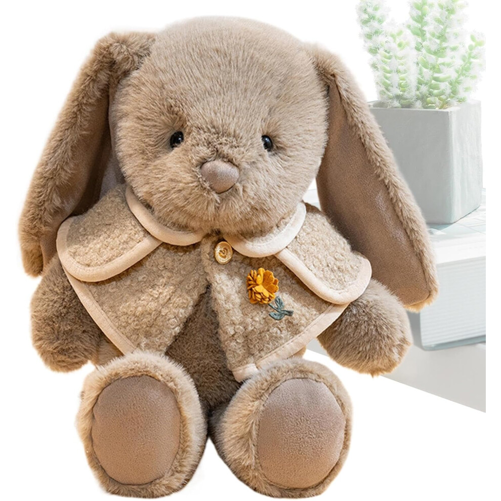 (Brown) Bunny Plush Pillow, Huggable Plush Lop-Eared Bunny Pillow, Adorable Animal Rabbit Doll Toy for Living Room, Bedroom, Auto