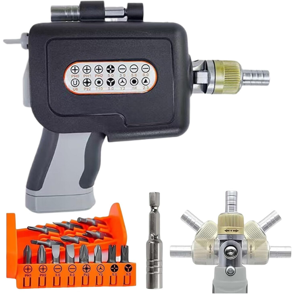 (Gray) Screwdriver Ratchet Set | 16 in 1 Electric Screwdriver - Electronics Kit with 14 Various Sizes Bits, Household Tool for Professionals