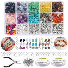 Jewellery Making Kit Crystal Beads Natural Stone for Jewellery Making Kit Jewellery Making Tools15 Colors Gemstone Beads DIY Ring Earring Necklace Bra