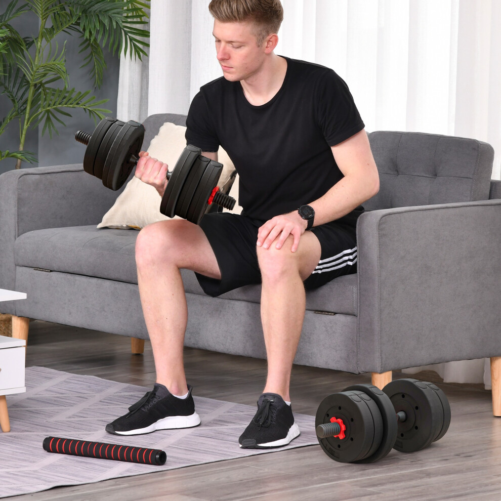 Homcom 20Kg Adjustable 2 In 1 Barbell Dumbbells Weight Set For Body Fitness