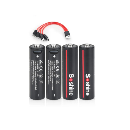 4x AA 3500mWh Lithium Rechargeable Batteries + USB-C Cable