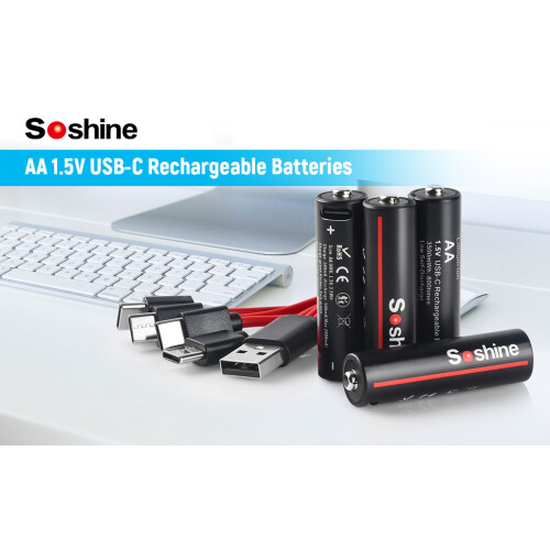 4x AA 3500mWh Lithium Rechargeable Batteries + USB-C Cable 1