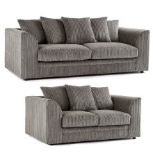 (3+2 Seater, Grey) Milo Jumbo Cord 3 and 2 Seater Sofa