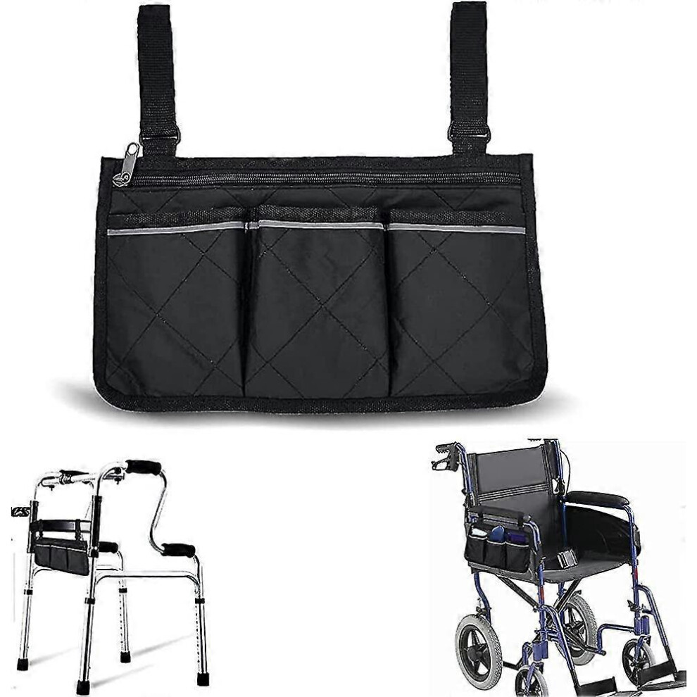 [Sacoche pour fauteuil roulant avec poches - Porte-gobelet pour fauteuil roulant, universel