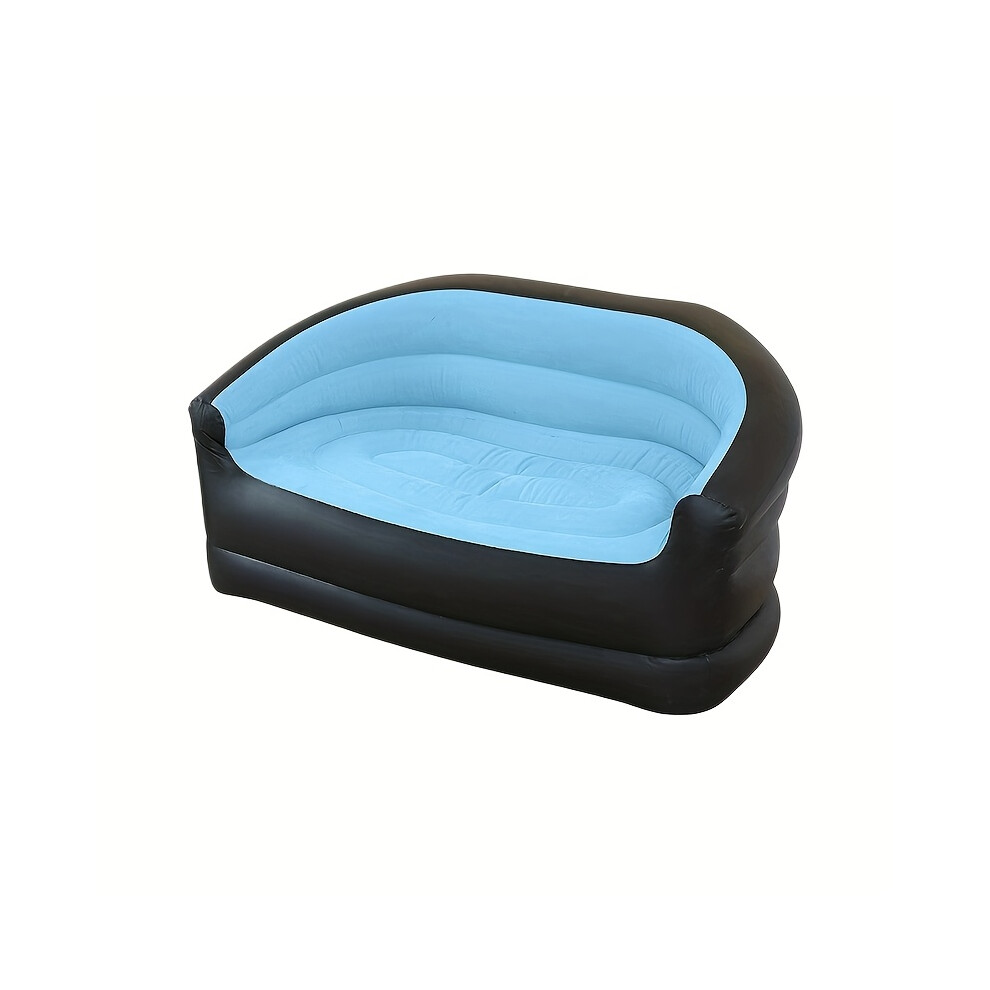(Love Sofa-Blue) Inflatable Foldable Sofa for Two - Portable Lazy Plush Leisure Chair Suitable for Indoor And Outdoor Use