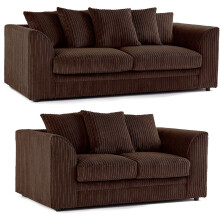 (3+2 Seater, Chocolate) Milo Jumbo Cord 3 and 2 Seater Sofa