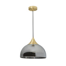 Litecraft Webster Ceiling Pendant Smoke Tint Shaded 1 Light - Brass