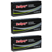 Sculpey III Ofen-Backknete, 227 g, 3er-Pack, Schwarz
