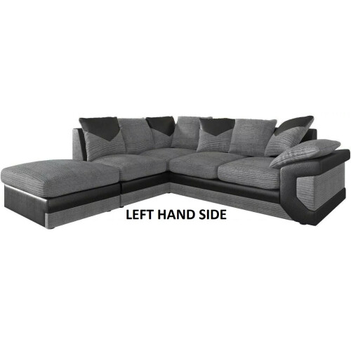 Snugg Furniture (Left Hand Corner) DINO FABRIC CORNER SOFA SET GREY JUMBO CORD
