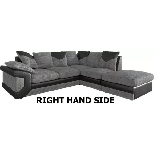 Snugg Furniture (Right Hand Corner) DINO FABRIC CORNER SOFA SET GREY JUMBO CORD