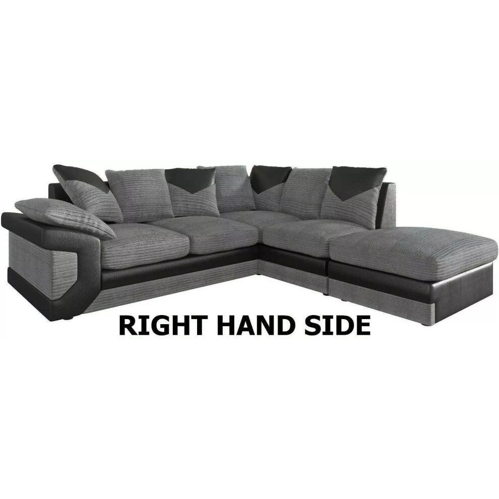 (Right Hand Corner) DINO FABRIC CORNER SOFA SET GREY JUMBO CORD