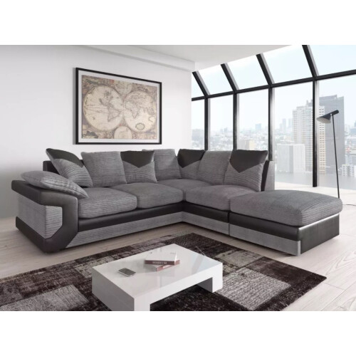 Snugg Furniture (Right Hand Corner) DINO FABRIC CORNER SOFA SET GREY JUMBO CORD 2