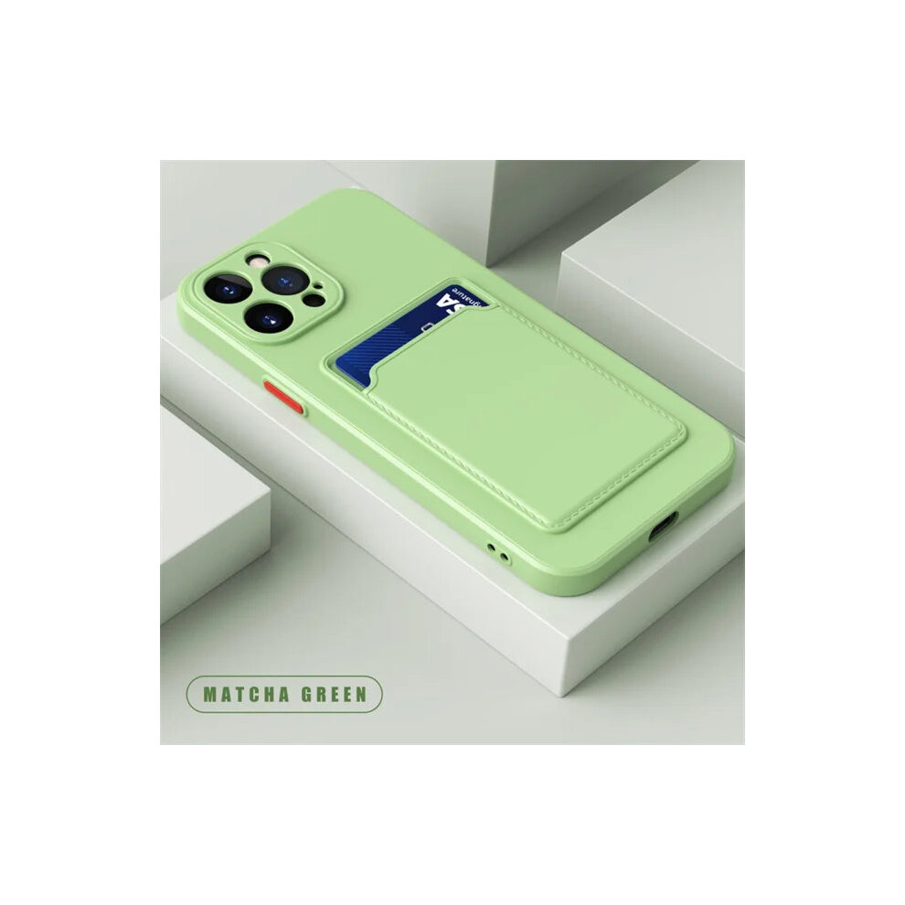 (, For Iphone 14) Luxury Soft Silicone Wallet Phone Case For Iphone 16 15 14 Pro Max Green 9388293280967