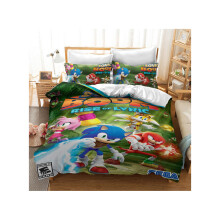 (Style 04, Dubbel) Sonic-beddengoed Eenpersoons-dubbel dekbedovertrek Cartoon