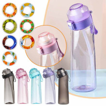(Transparant Paarse Cup) Air Up Waterfles met Rietje, Fitness Sportgeur Airup Geurige Waterbeker