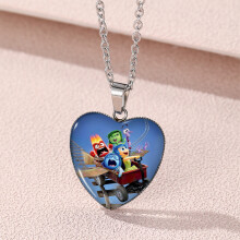 (XXXL6316, witte K-ketting) Modieuze binnenketting met 2 harten voor kinderen met charmante cartoon
