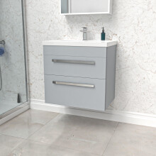 Nes Home 600mm Matte Grey Wall Hung Drawers Vanity Cabinet & Ceramic Basin Sink