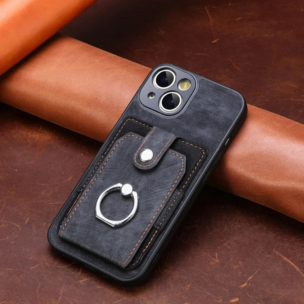 (, Iphone 15 Pro) Wallet Card Slot Leather Phone Case For Iphone 16 15 14 13 Pro Max Black 9410396672193