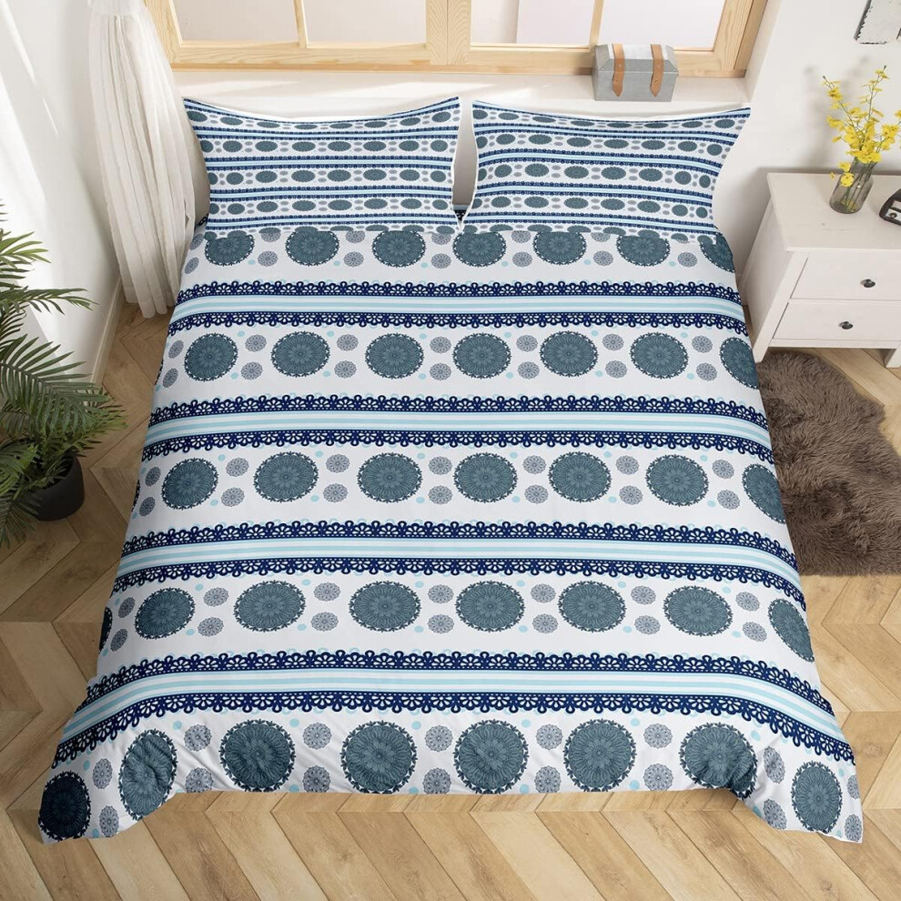 (Multi 24, Double(No Comforter)) Paisley Duvet Cover Double,Boho Floral Lattice Grid Bedding Set Grey Yellow Plaid Comforter Cover For Girls Women,Exo