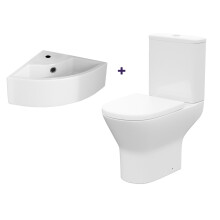 Nes Home Cloakroom Quarter Circle Corner Basin & Rimless Close Coupled Toilet
