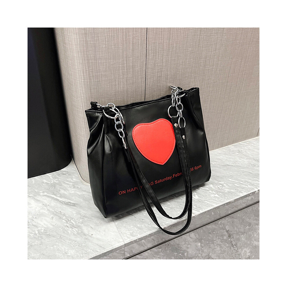 (Black) Stylish Pu Tote Bag For Women Fashionable Large Handbag Capacity Black