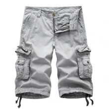 (LightGray, 34) Mens Military Combat Hiking Cargo Shorts Pants Work Casual Short Army Trousers