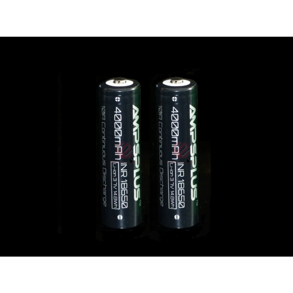 2x Ampsplus 18650 4000mah 3.7V Battery Button Top