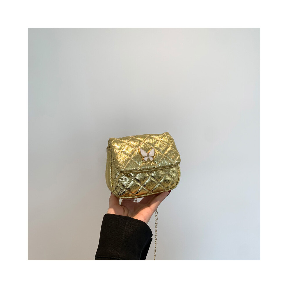 (Gold) Trendy Pu Leather Butterfly Knot Mini Crossbody Bag Snap With Magnetic