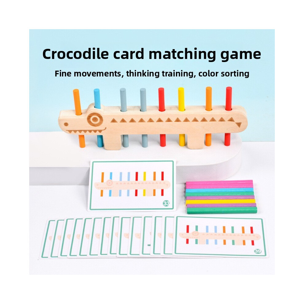 Crocodile Wooden Montessori Puzzle Toy Motor Skill Train Early Educate Kids