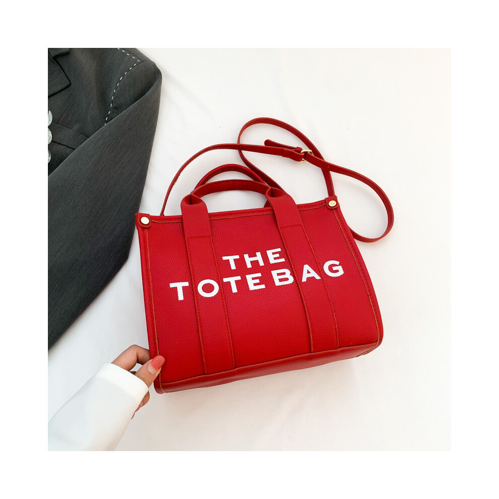 (Red) Chic Pu Womens Leather Handbag Practical Medium Shoulder Tote For Everyday Use