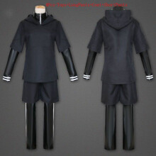 (4Pcs-Tops+LongPants+Coat+ShortPants,M)Tokyo Ghoul Kaneki Ken Hoodie Pullover Cosplay Kostüm komplettes Outfit Anzug Halloween