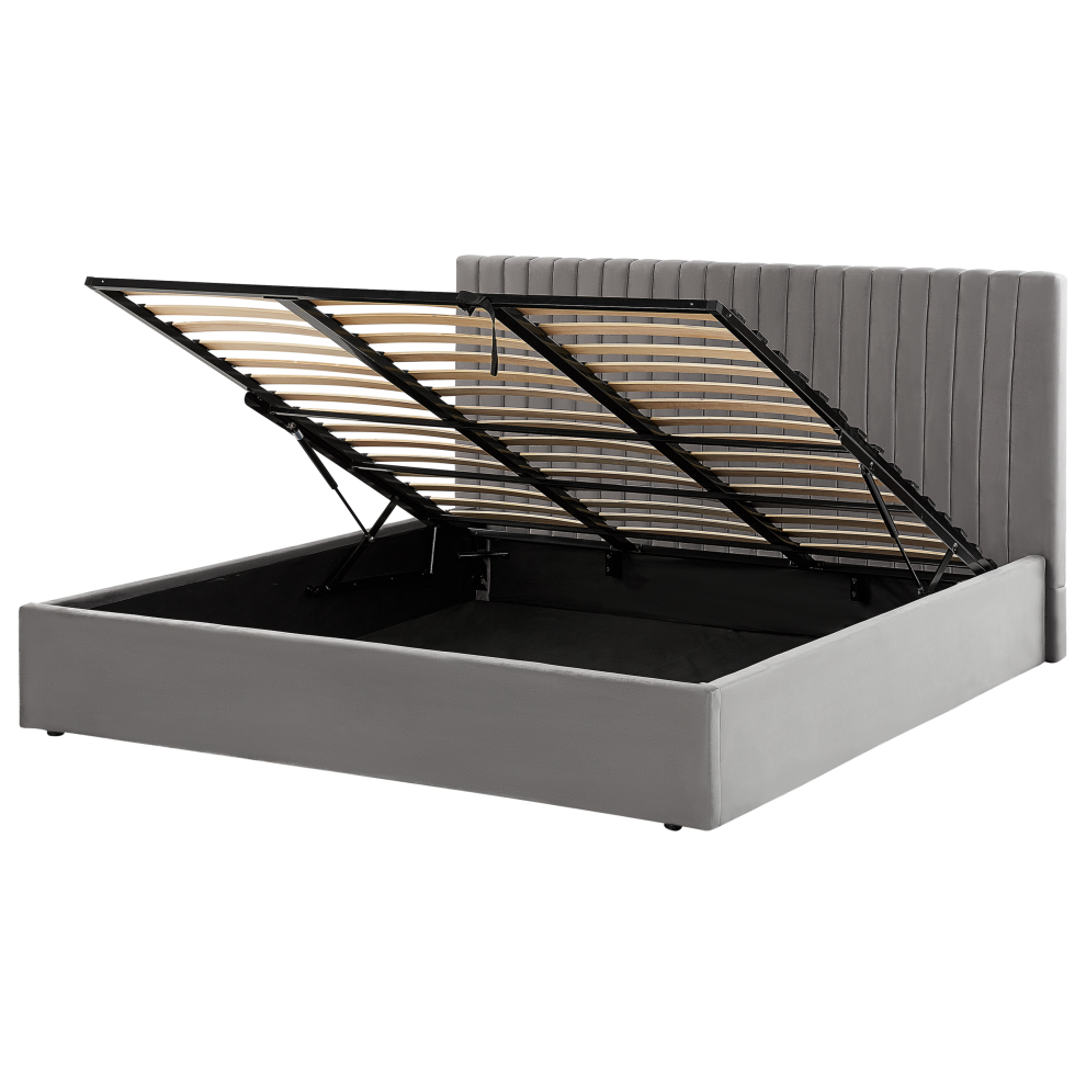Ottoman Bed Velvet VION 180 x 200 cm (EU Super King) Grey