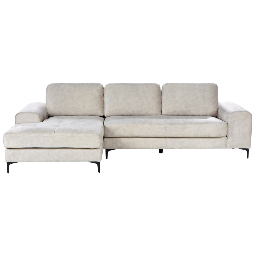 Corner Sofa 4 Seater KIRUNA Velvet Light Beige Right Hand
