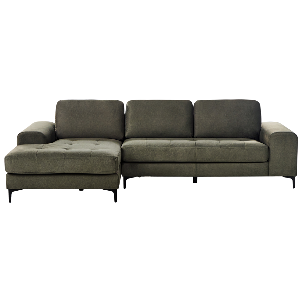Corner Sofa 4 Seater KIRUNA Fabric Dark Green Right Hand